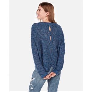 EUC Express Oversized Boxy Cable Knit Keyhole Cut Out Split Back Sweater S